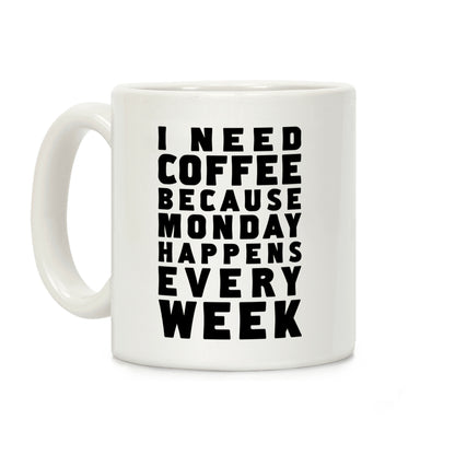 I Need Coffee Because Monday Happens Every Week Coffee Mug