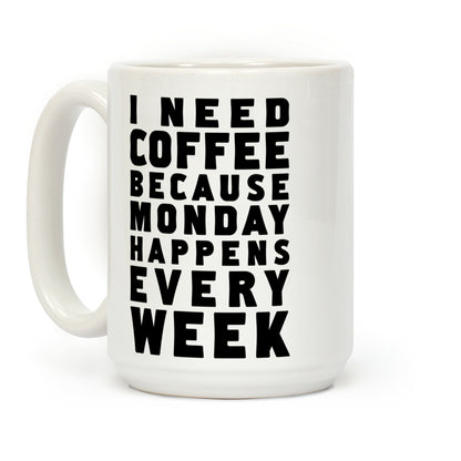 I Need Coffee Because Monday Happens Every Week Coffee Mug
