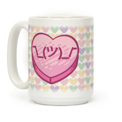 Shrug Emoticon Conversation Heart Coffee Mug