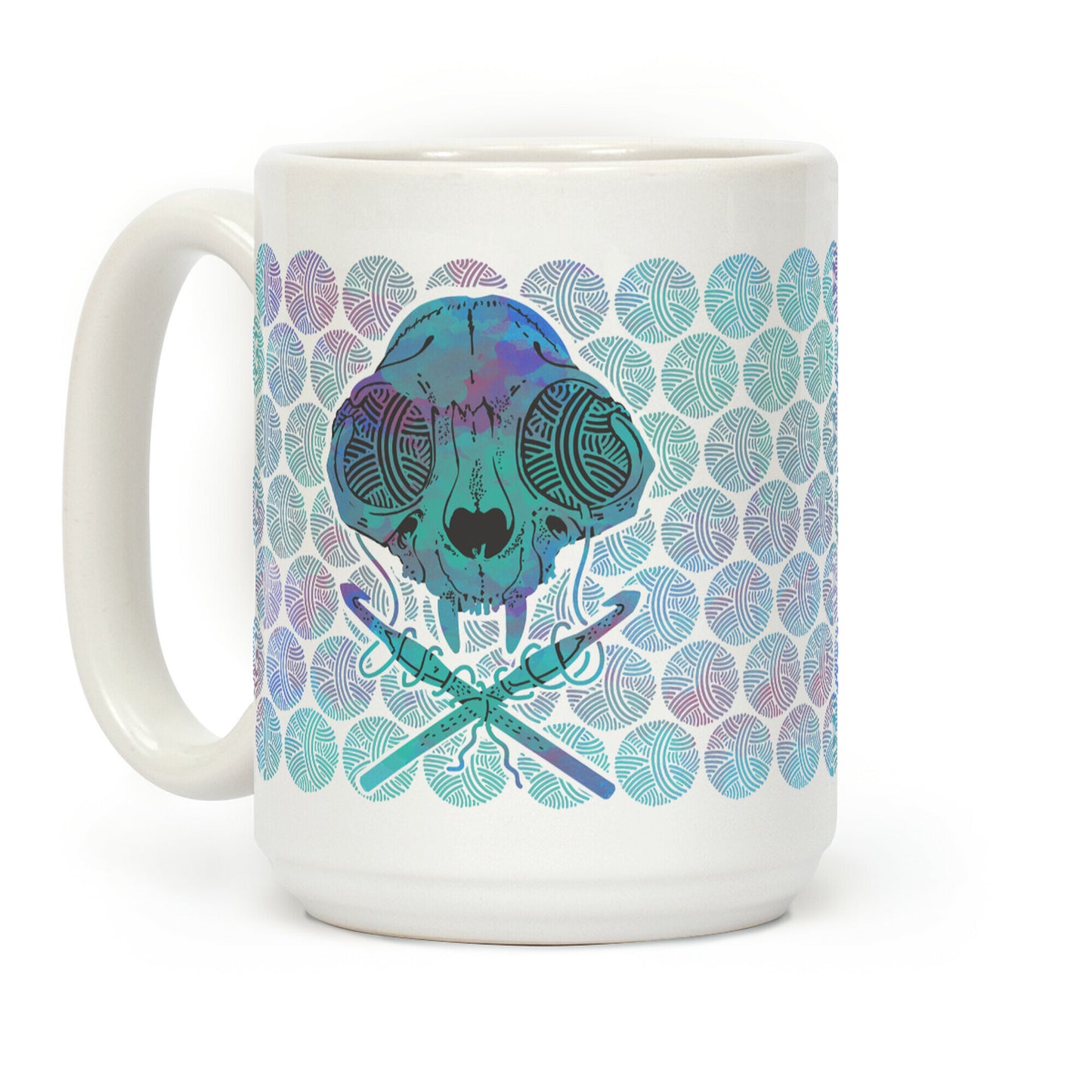 Cat Skull & Crochet Hooks Coffee Mug