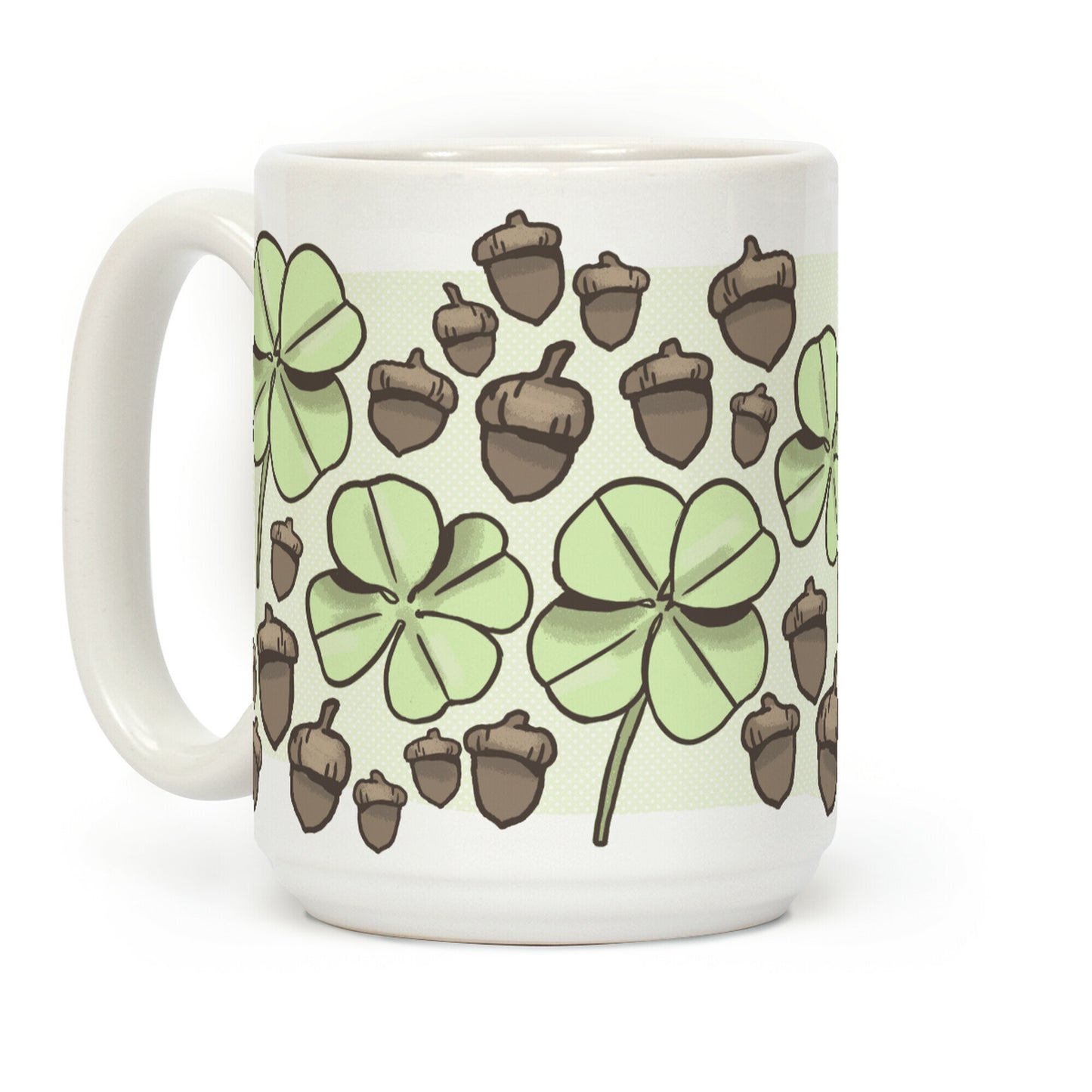 Acorn And Four Leaf Clover Pattern Coffee Mug