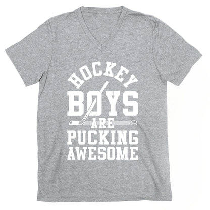 Hockey Boys Are Pucking Awesome V-Neck