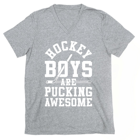 Hockey Boys Are Pucking Awesome V-Neck