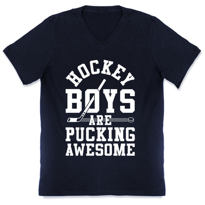Hockey Boys Are Pucking Awesome V-Neck