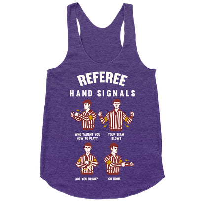 Funny Referee Hand Signals Racerback Tank