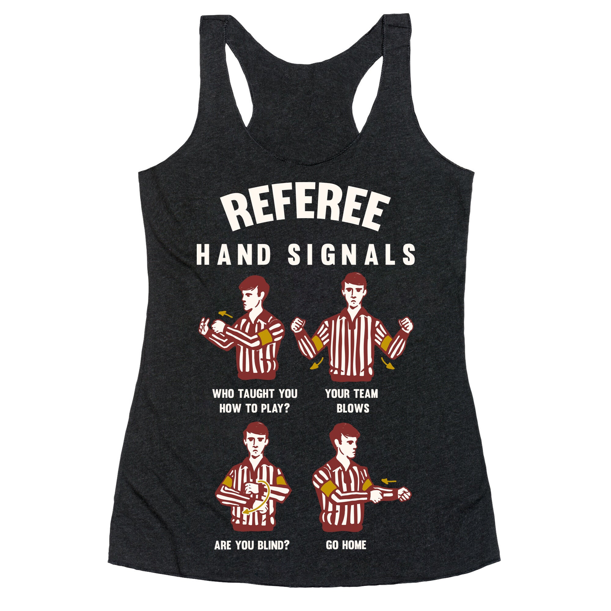 Funny Referee Hand Signals Racerback Tank