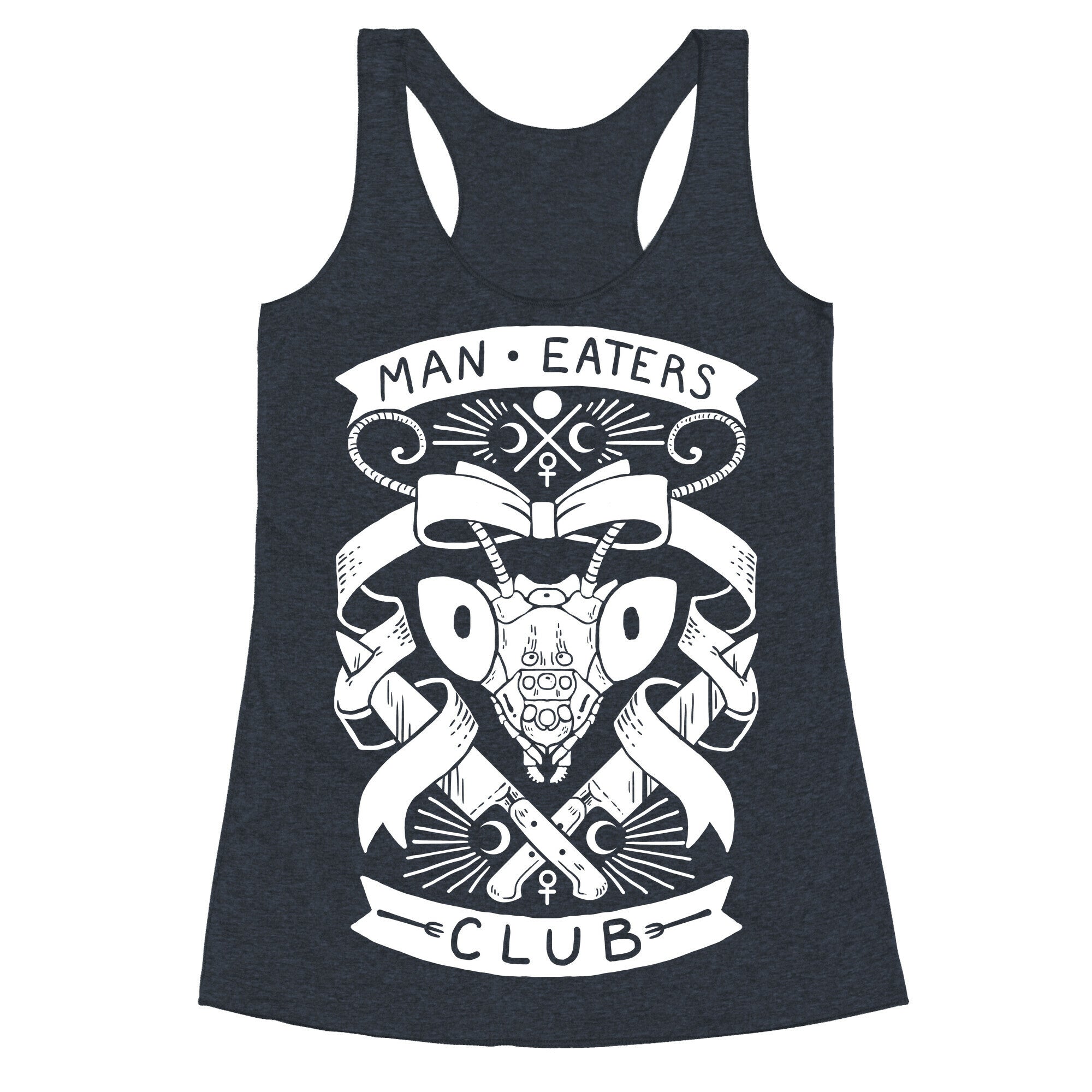 Praying Mantis Man-Eater's Club Racerback Tank