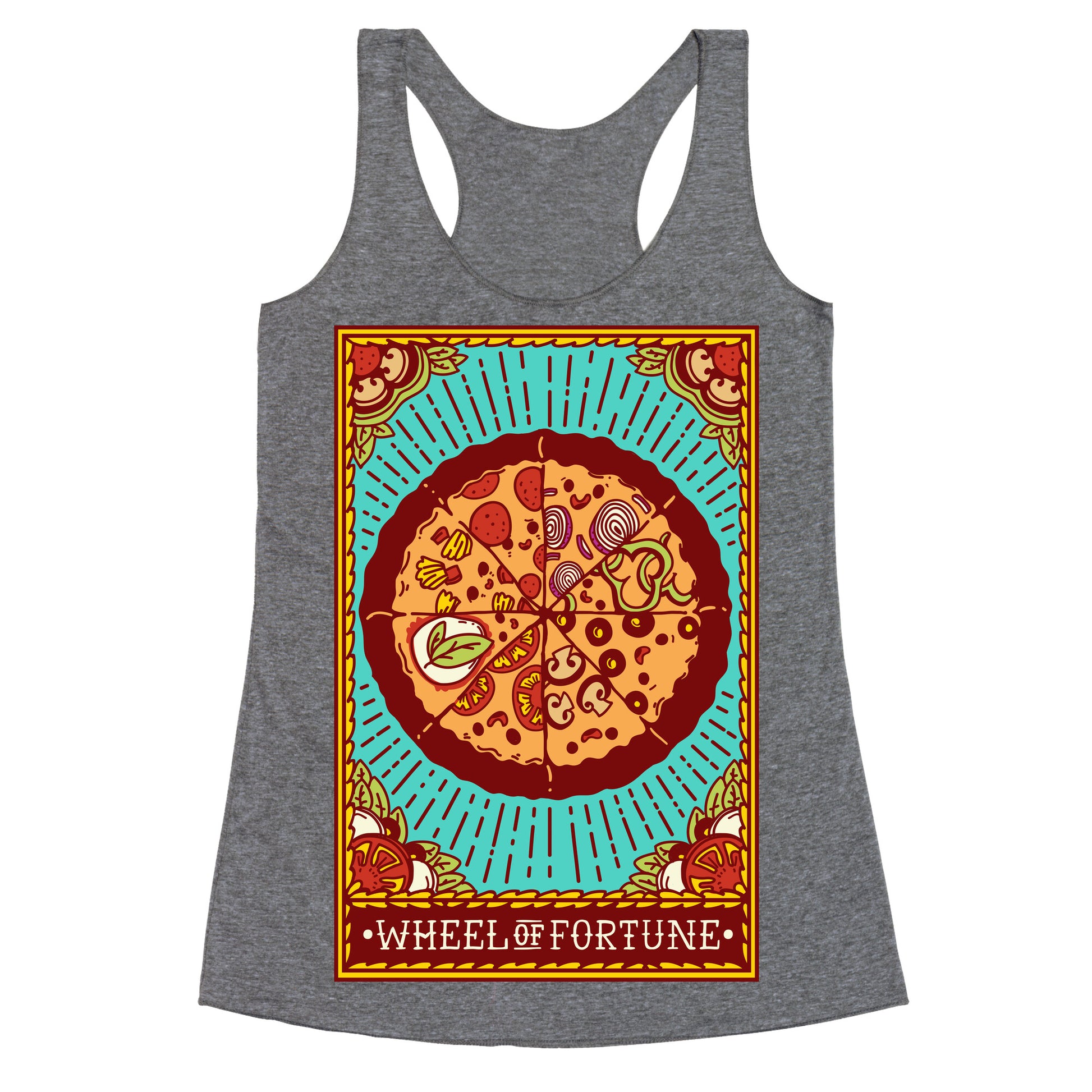 Pizza Wheel of Fortune Tarot Card Racerback Tank