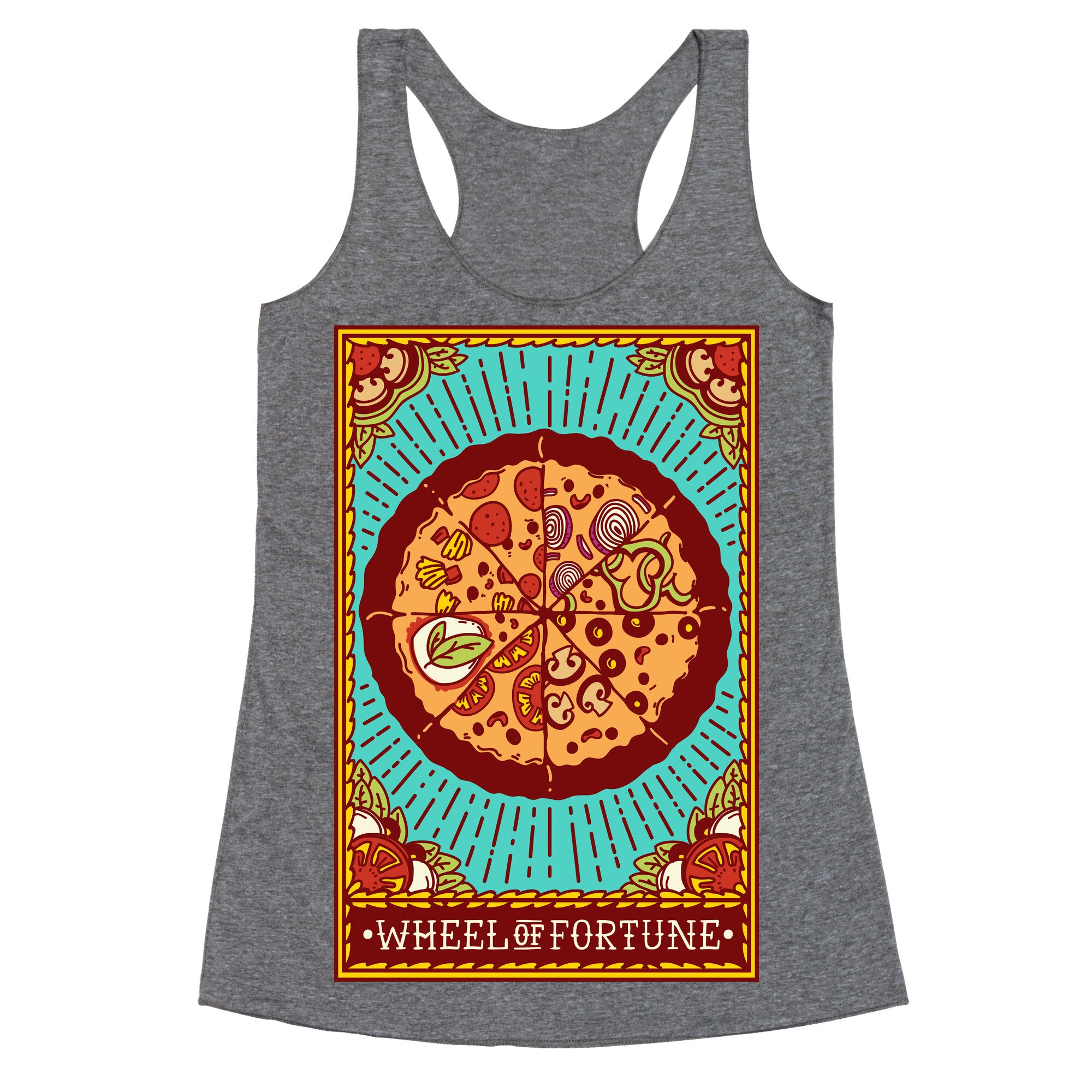 Pizza Wheel of Fortune Tarot Card Racerback Tank
