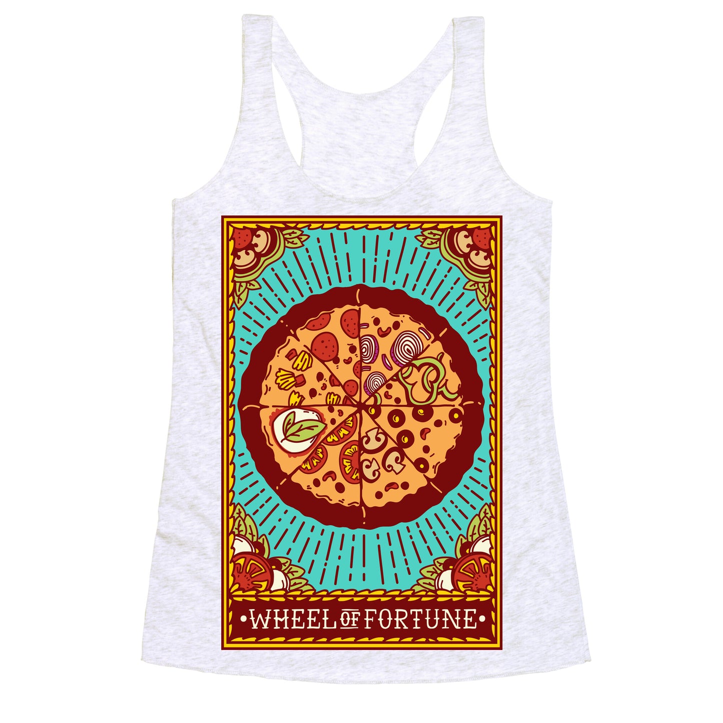 Pizza Wheel of Fortune Tarot Card Racerback Tank