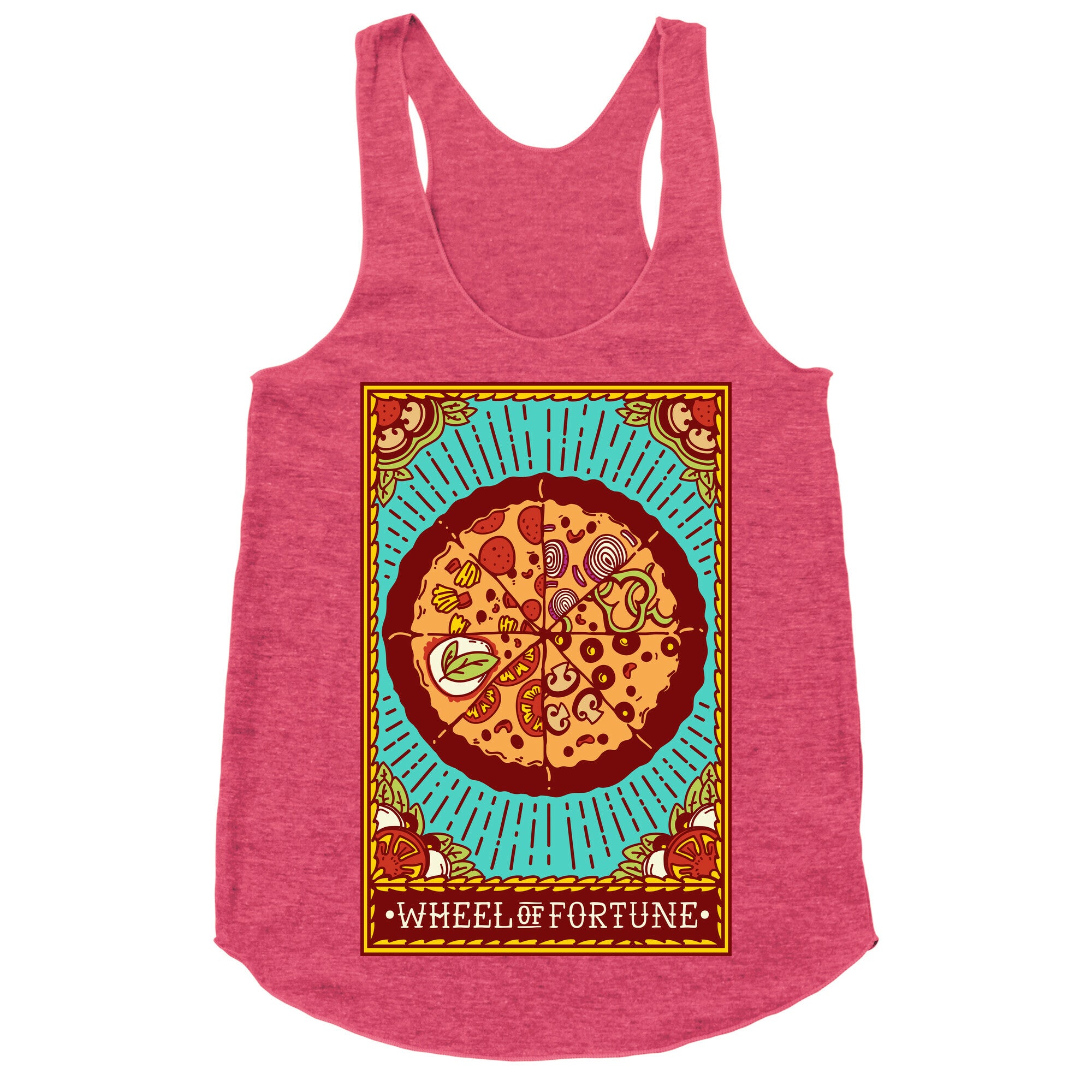 Pizza Wheel of Fortune Tarot Card Racerback Tank