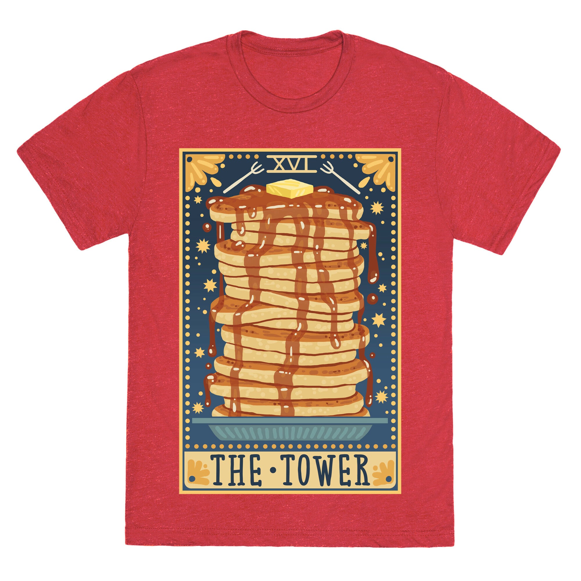 Tarot Card: The Tower (Of Pancakes) Unisex Triblend Tee