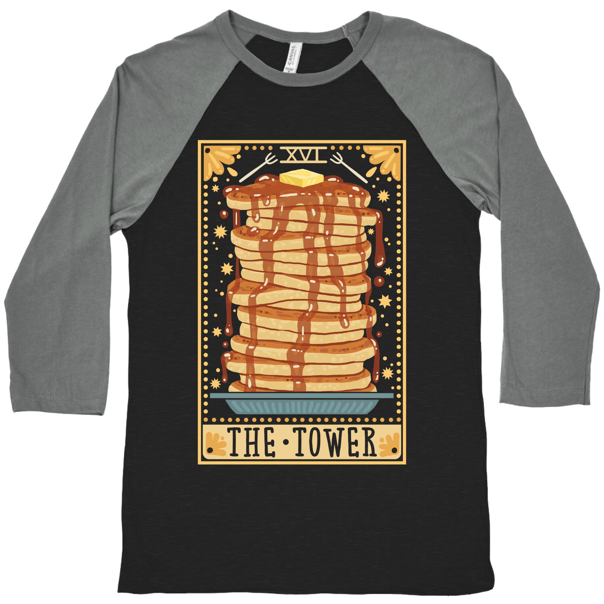 Tarot Card: The Tower (Of Pancakes) Baseball Tee