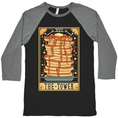 Tarot Card: The Tower (Of Pancakes) Baseball Tee