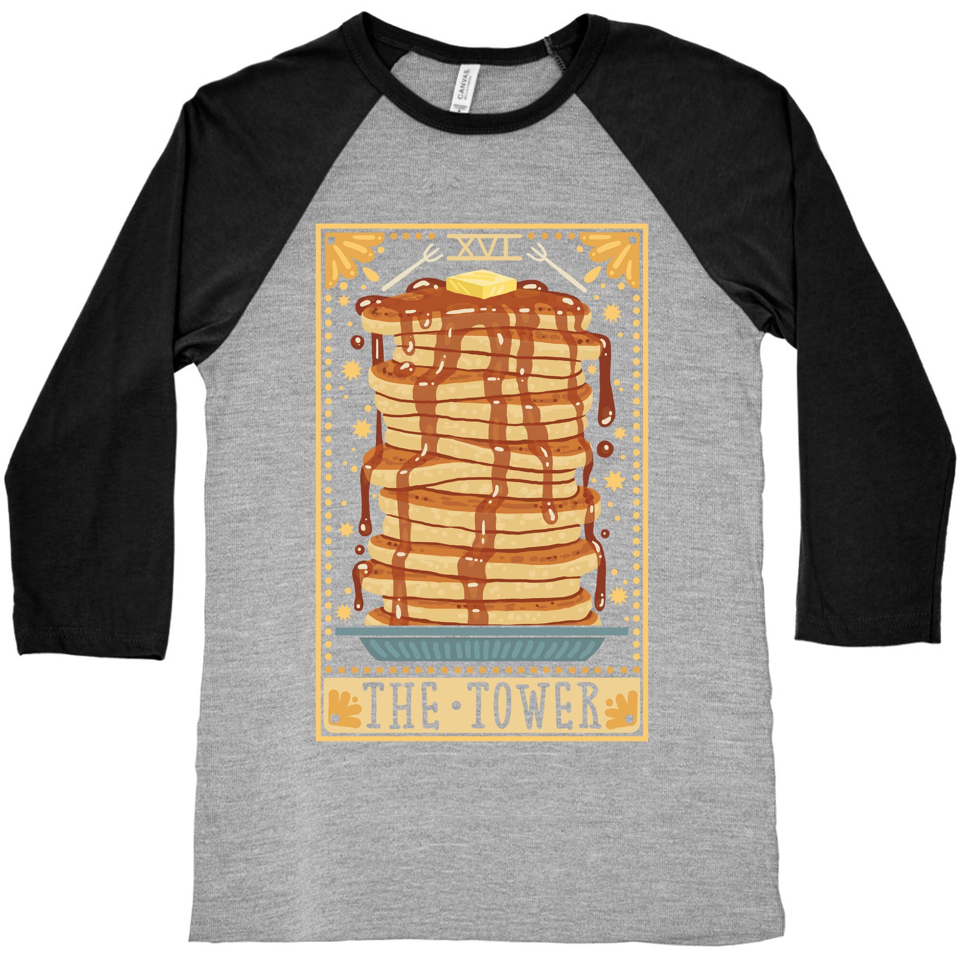Tarot Card: The Tower (Of Pancakes) Baseball Tee