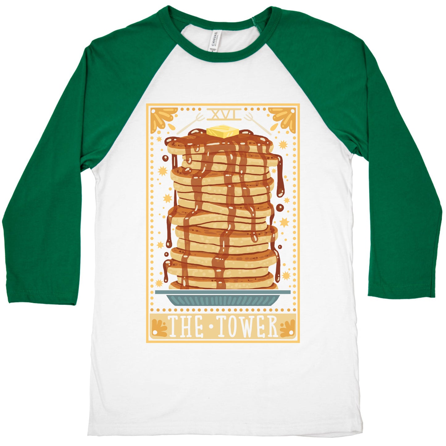 Tarot Card: The Tower (Of Pancakes) Baseball Tee