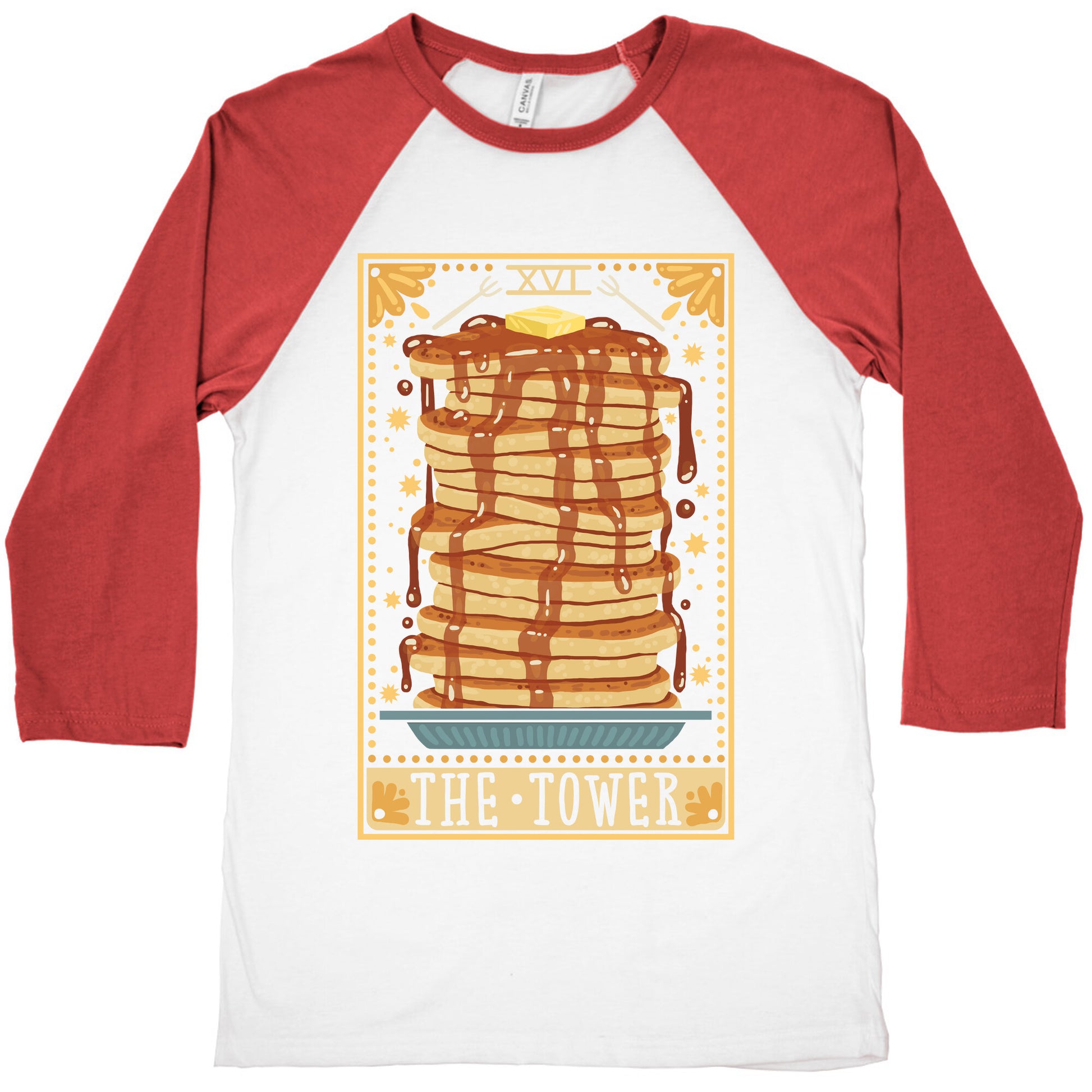 Tarot Card: The Tower (Of Pancakes) Baseball Tee