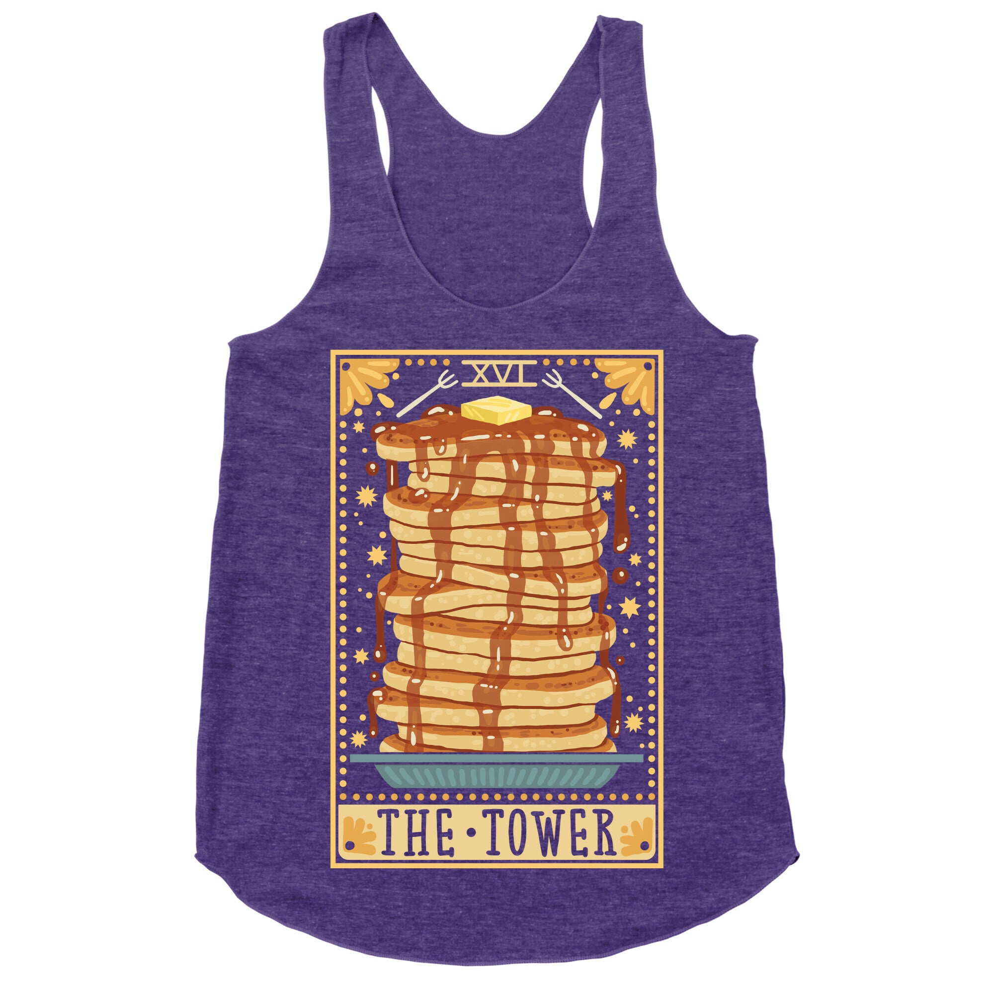 Tarot Card: The Tower (Of Pancakes) Racerback Tank