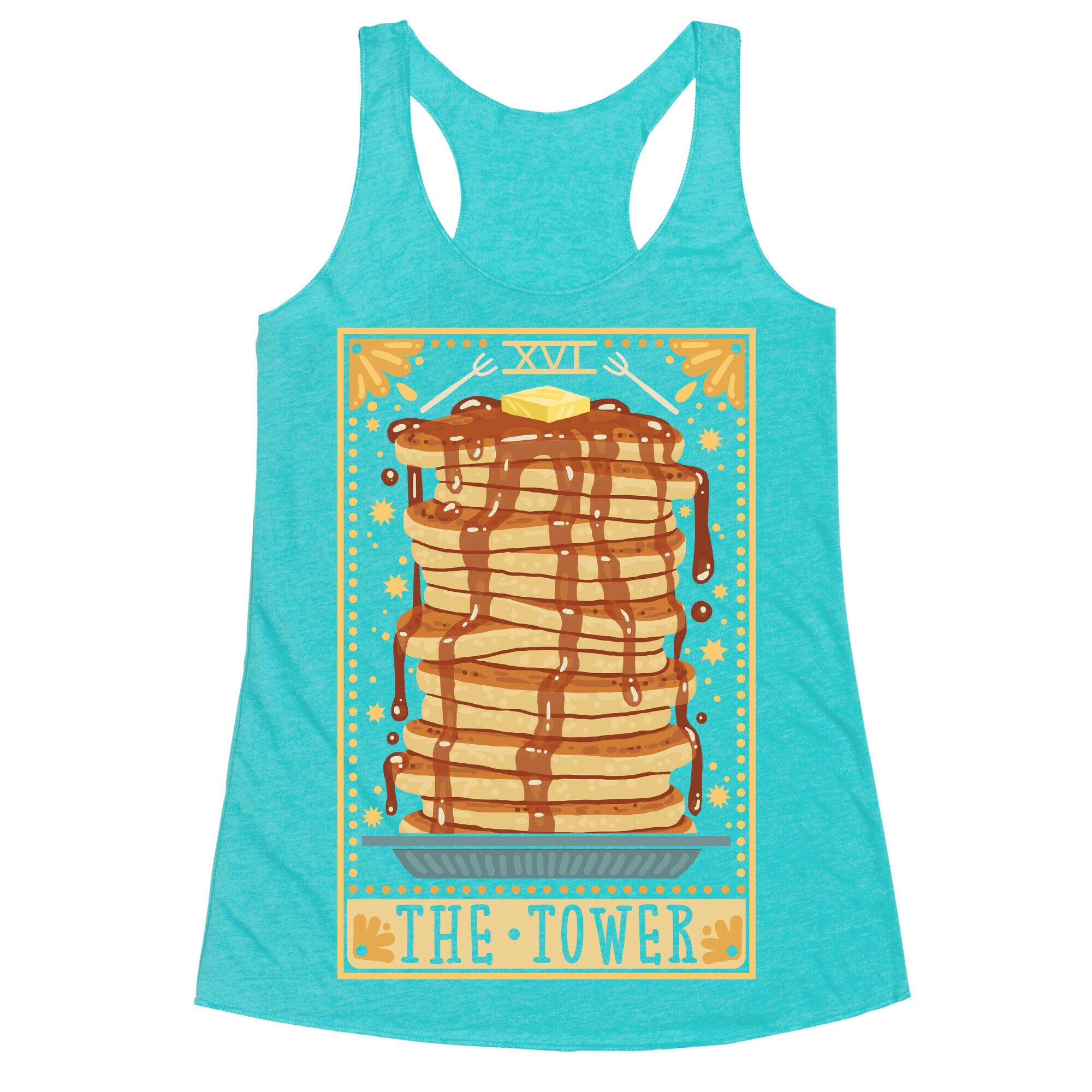 Tarot Card: The Tower (Of Pancakes) Racerback Tank