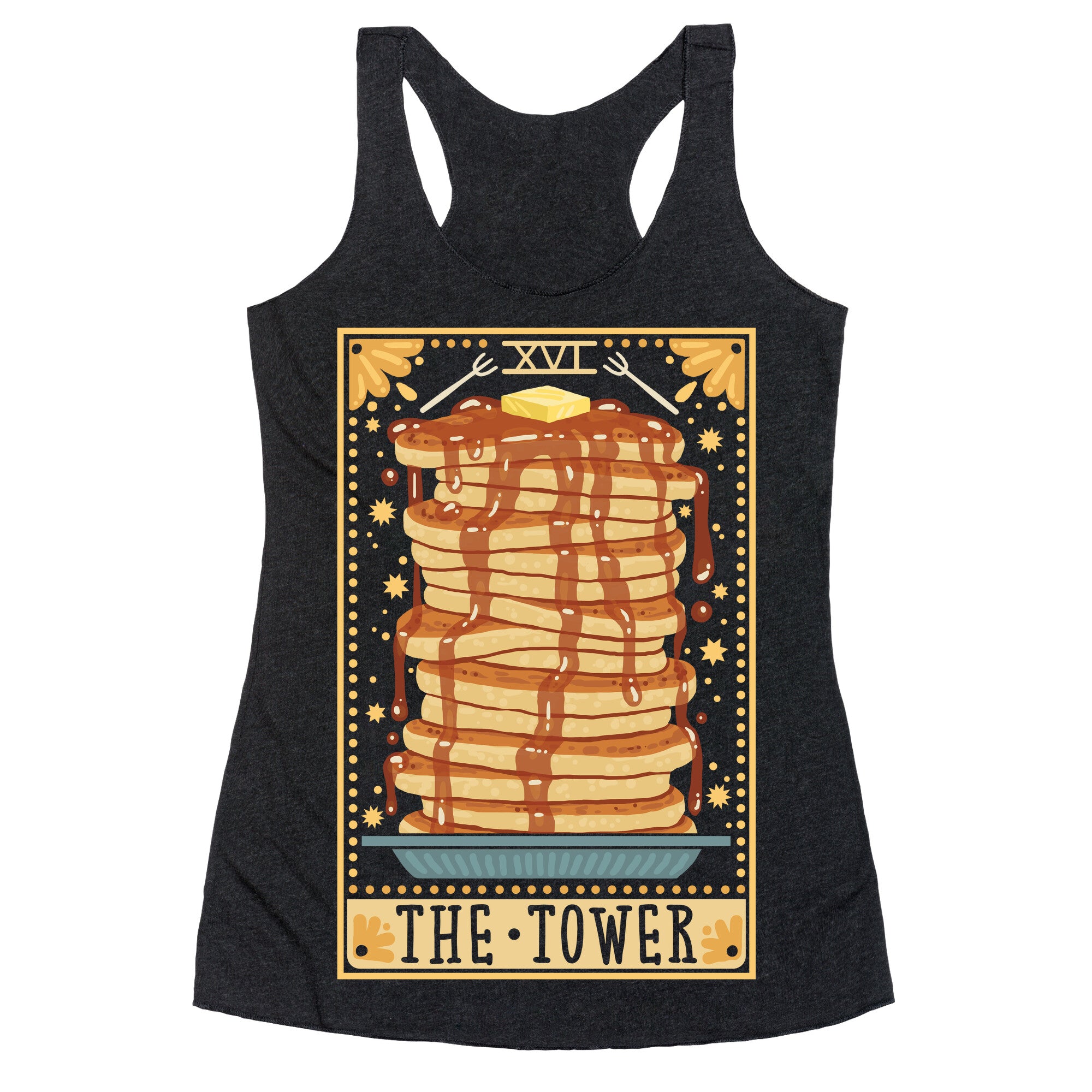 Tarot Card: The Tower (Of Pancakes) Racerback Tank