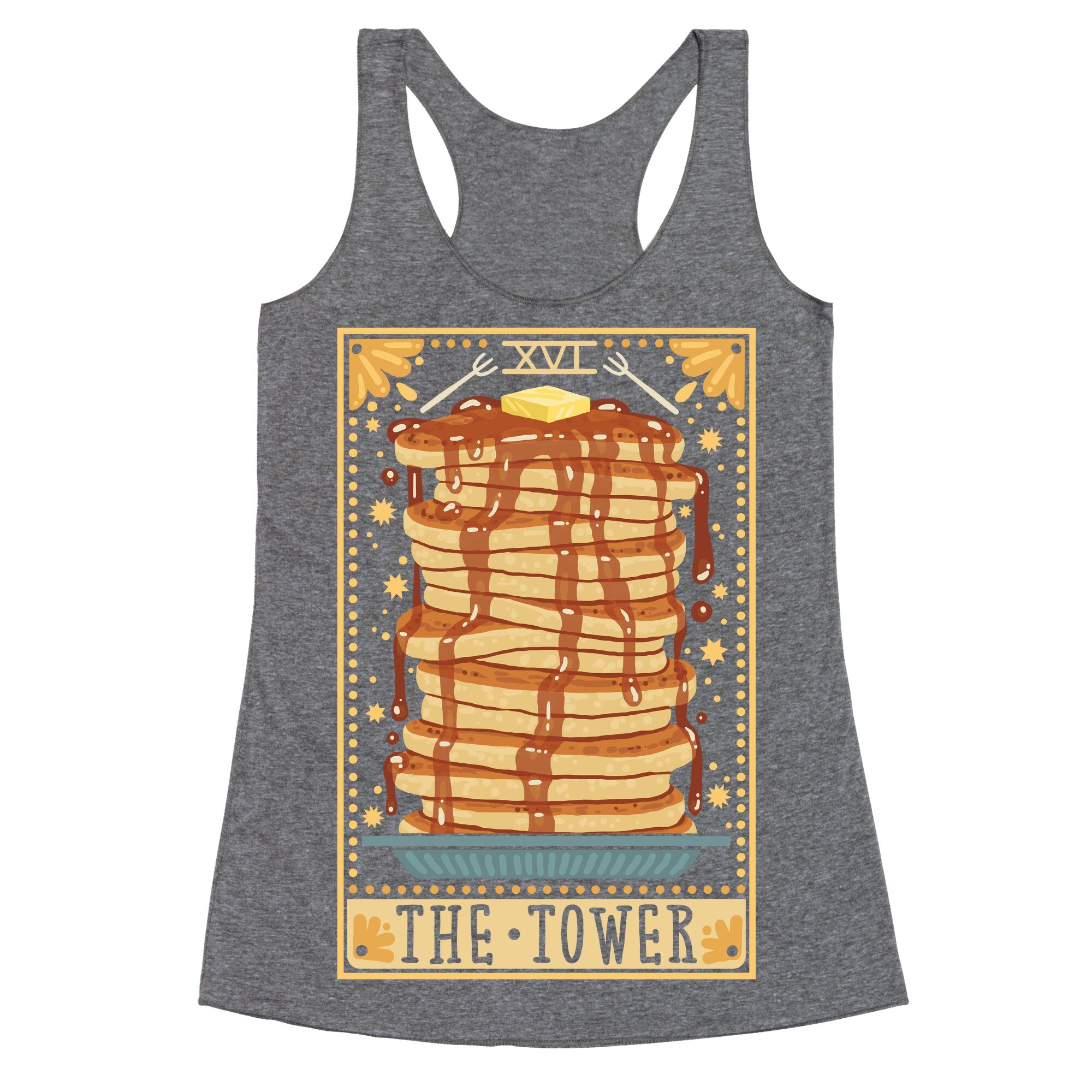 Tarot Card: The Tower (Of Pancakes) Racerback Tank