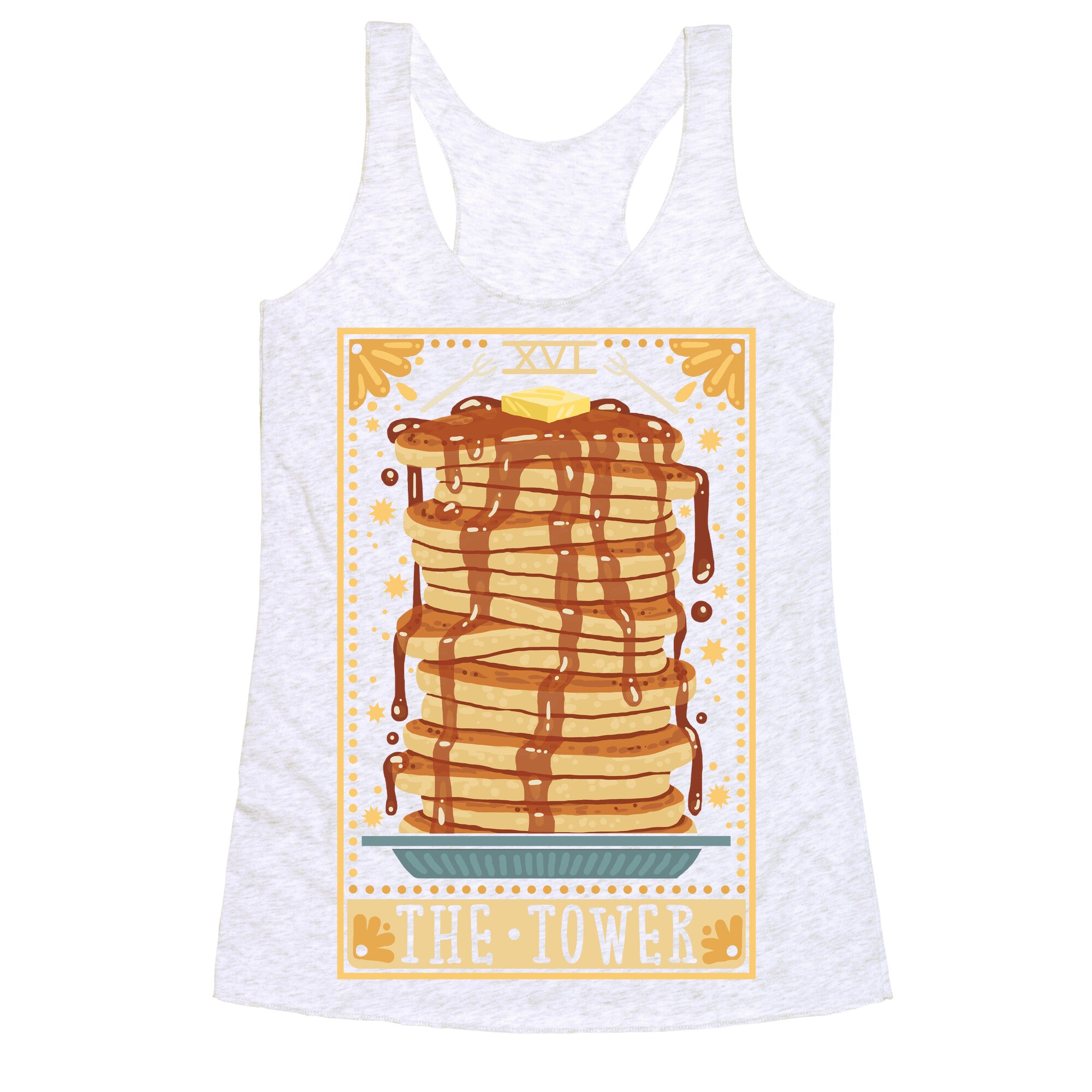 Tarot Card: The Tower (Of Pancakes) Racerback Tank
