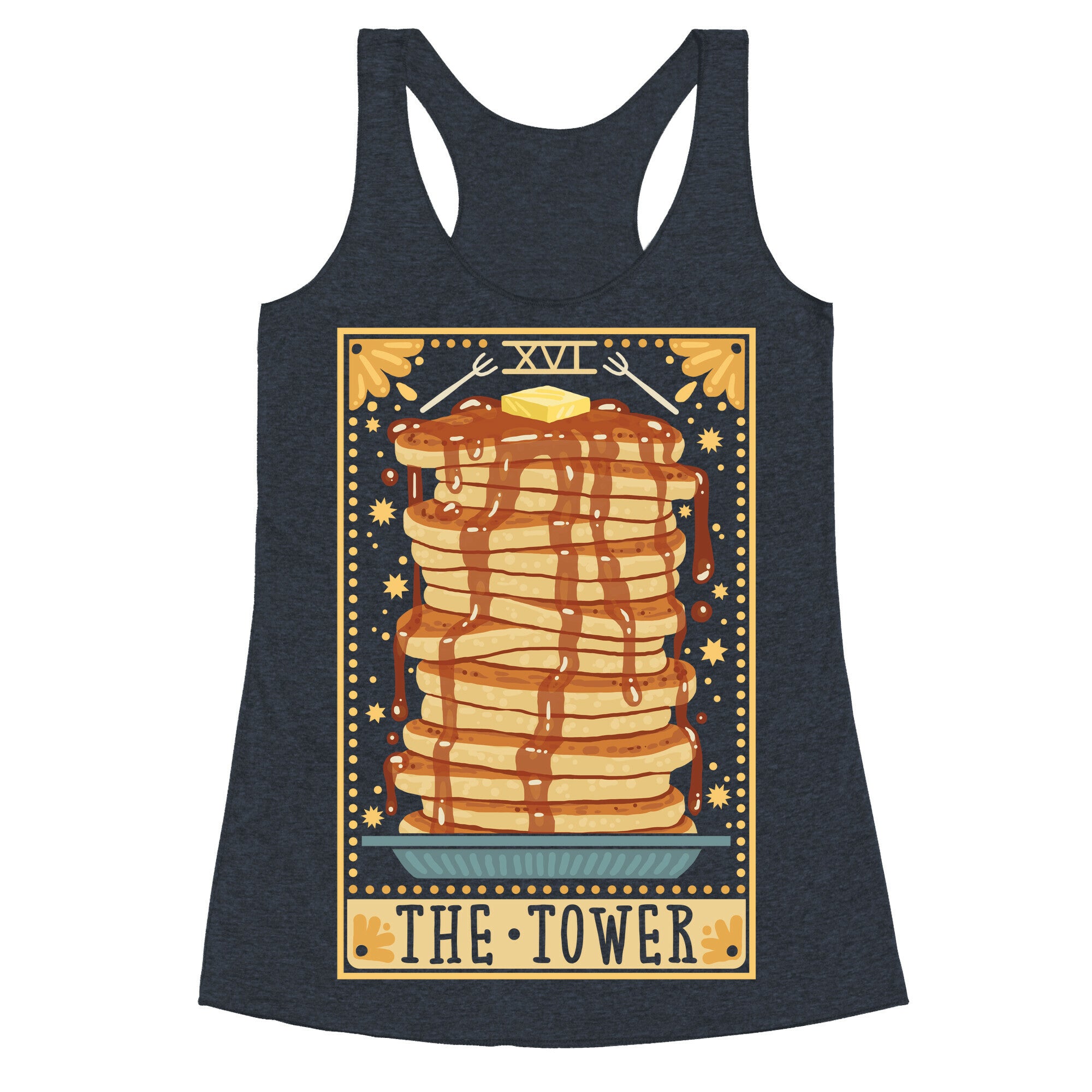 Tarot Card: The Tower (Of Pancakes) Racerback Tank