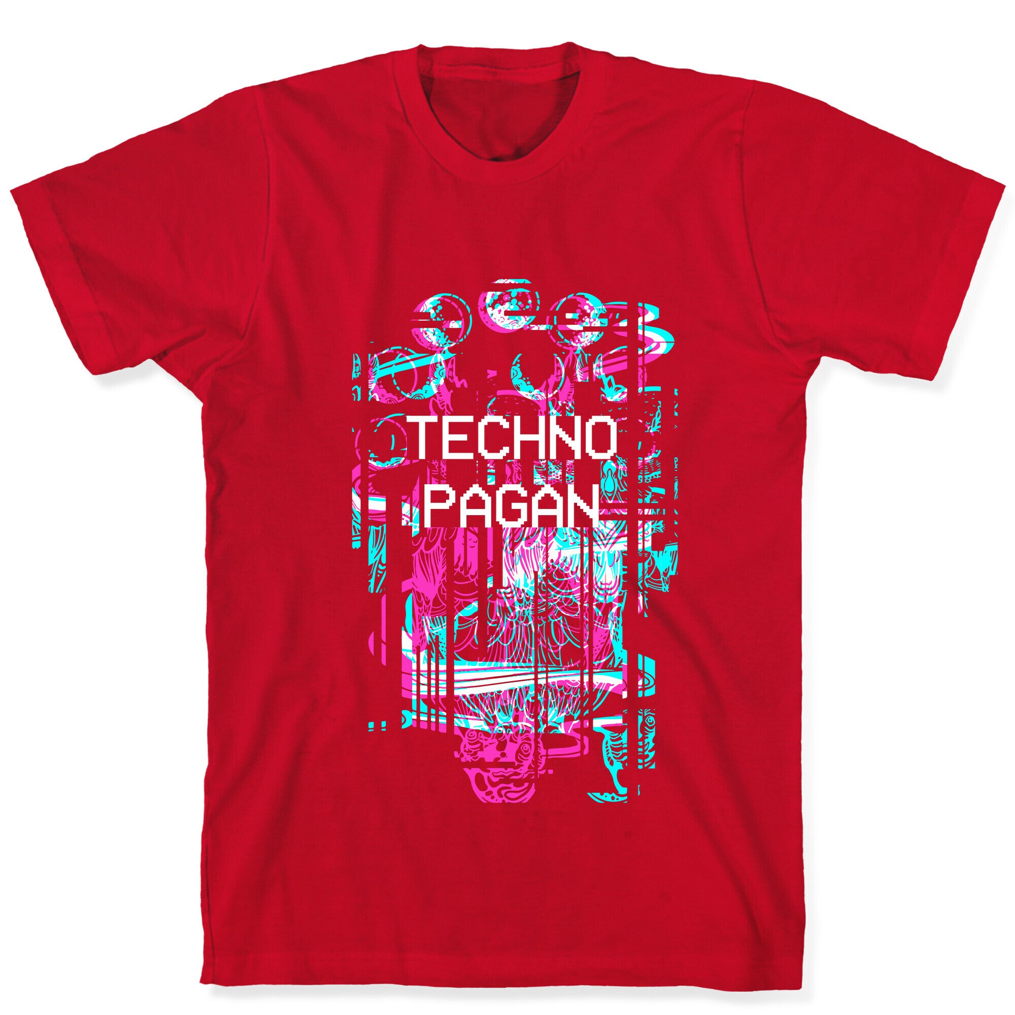 Techno Pagan Glitch Art T-Shirt