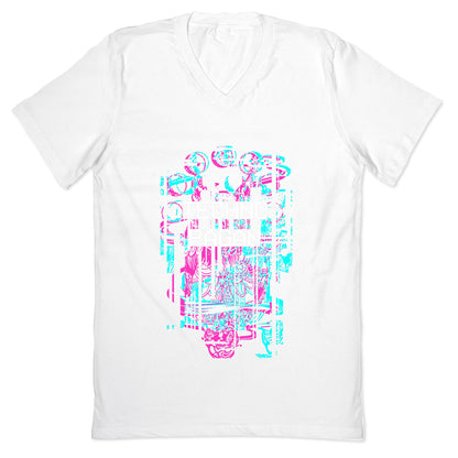 Techno Pagan Glitch Art V-Neck