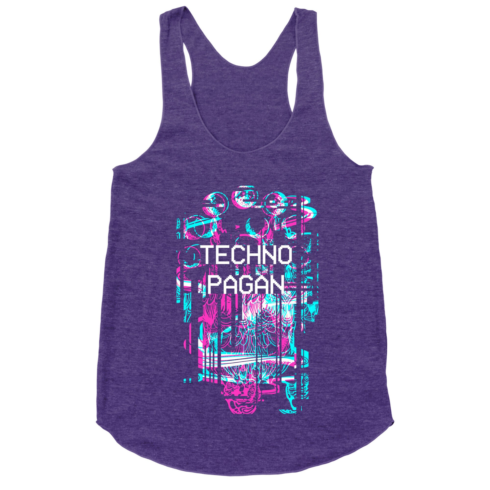 Techno Pagan Glitch Art Racerback Tank