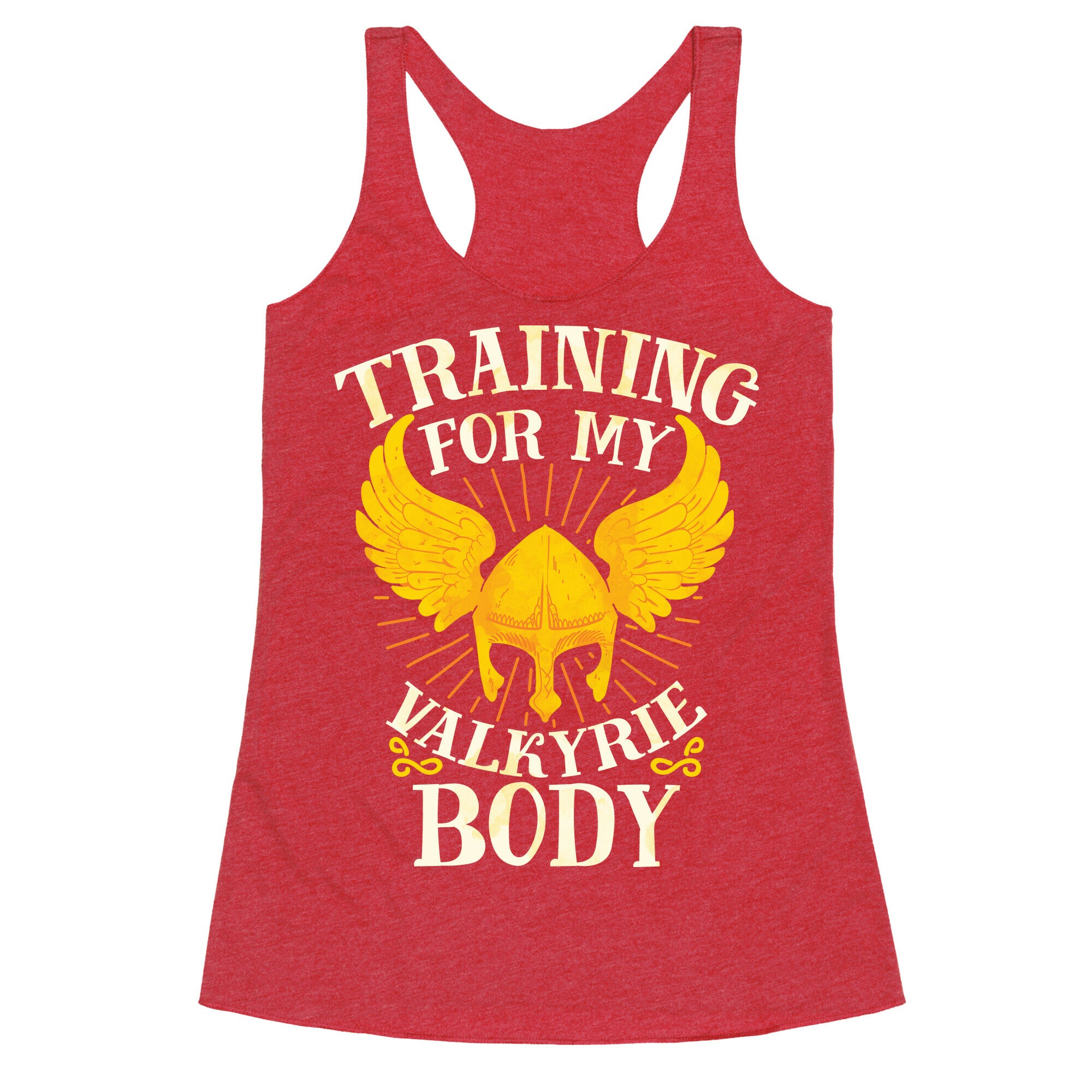 Training for My Valkyrie Body Racerback Tank