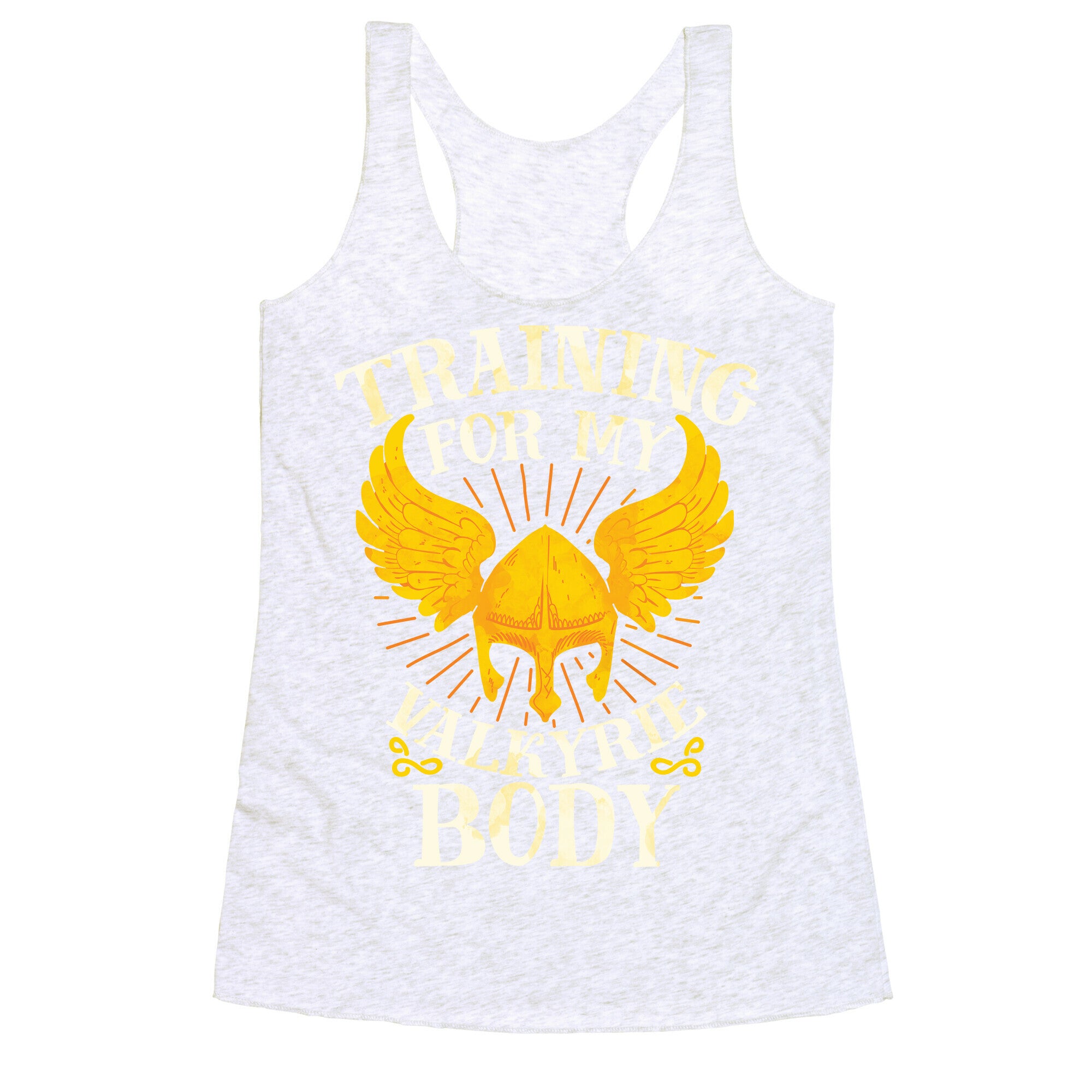 Training for My Valkyrie Body Racerback Tank