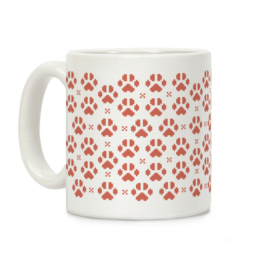 Pixel Kitty Cat Paw Prints Coffee Mug