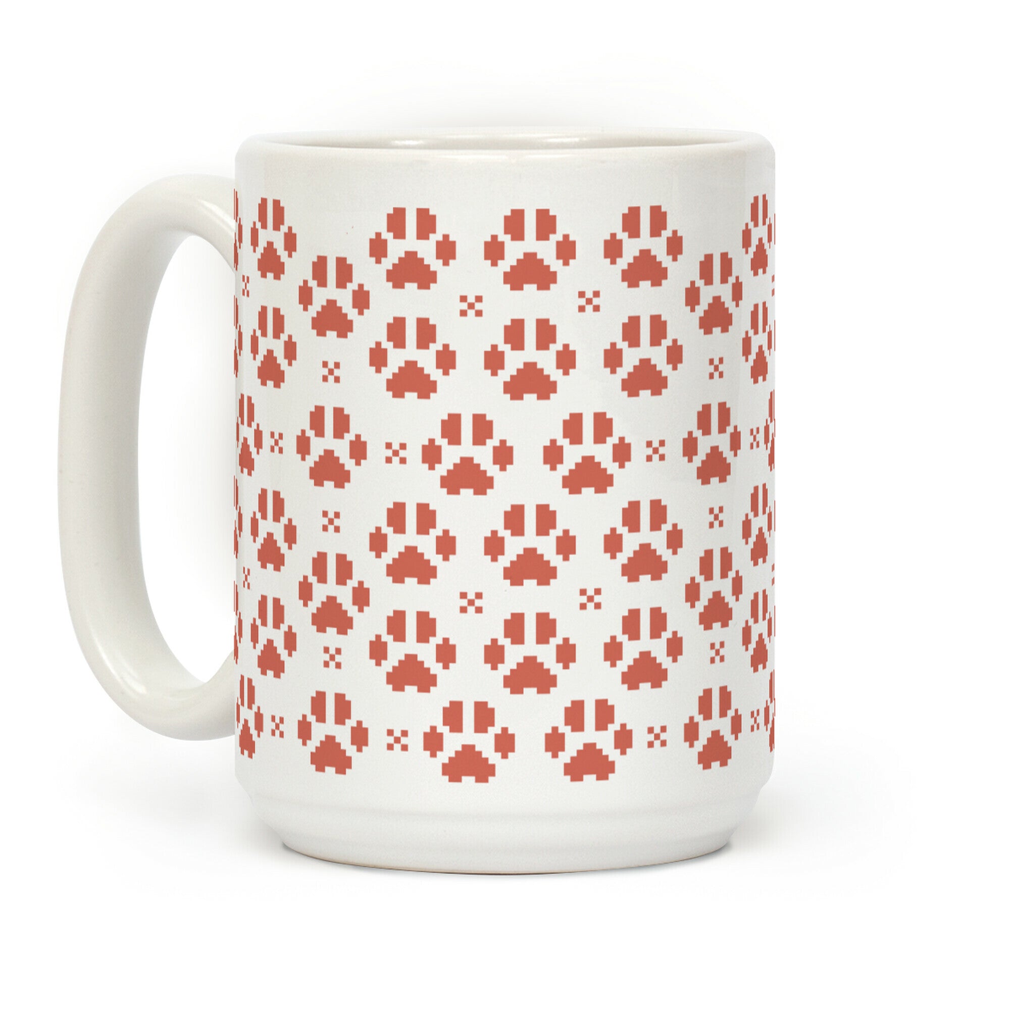 Pixel Kitty Cat Paw Prints Coffee Mug