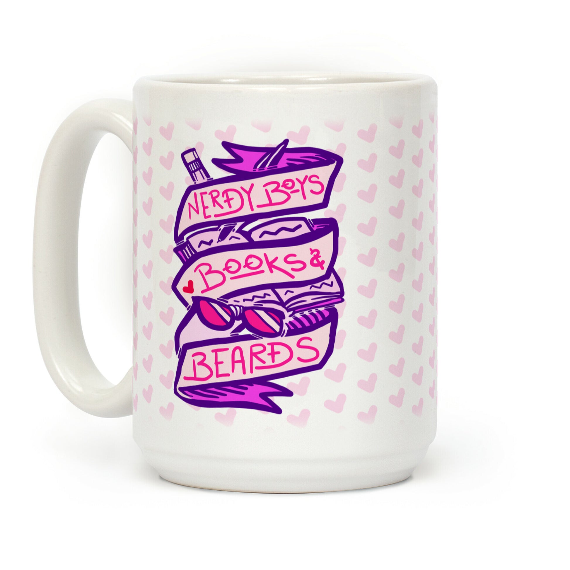 Nerdy Boys, Books And Beards Coffee Mug