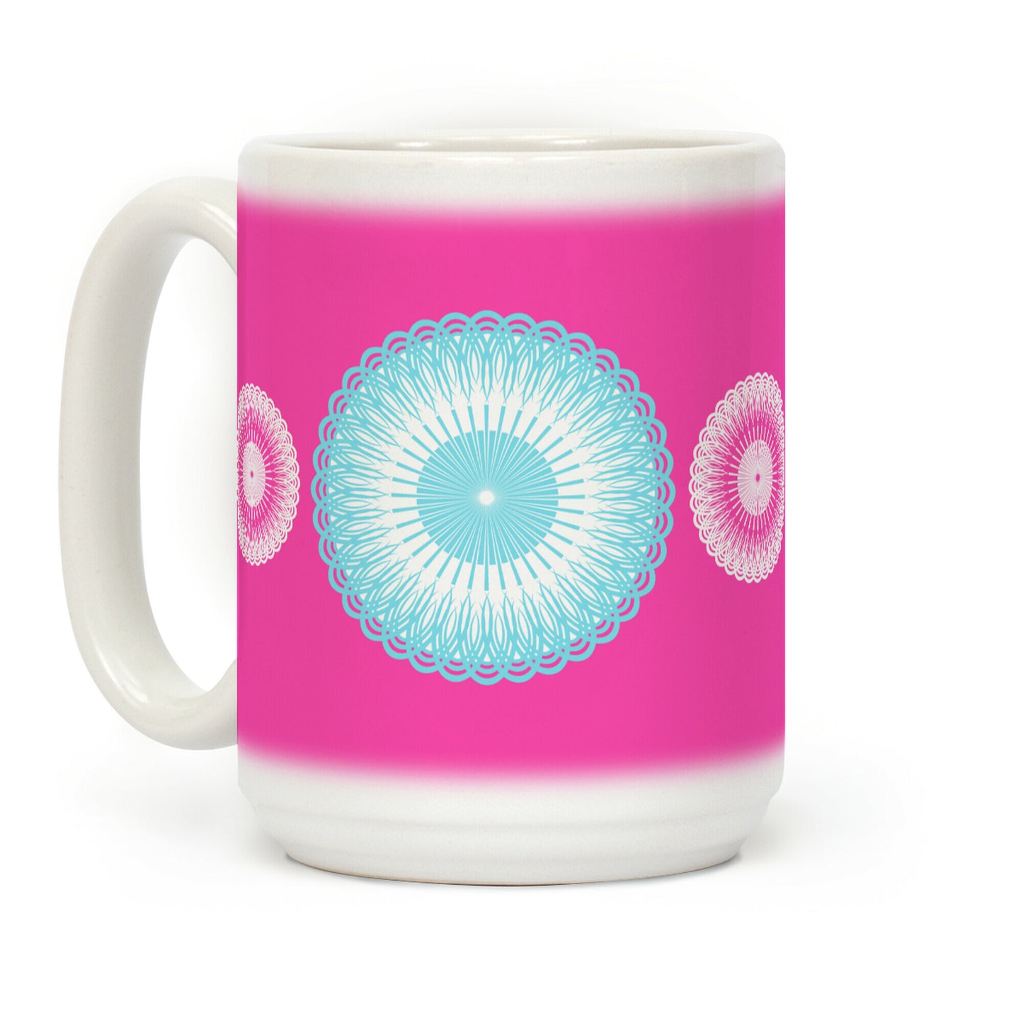 Sky Blue and Pink Flower Mandala Coffee Mug