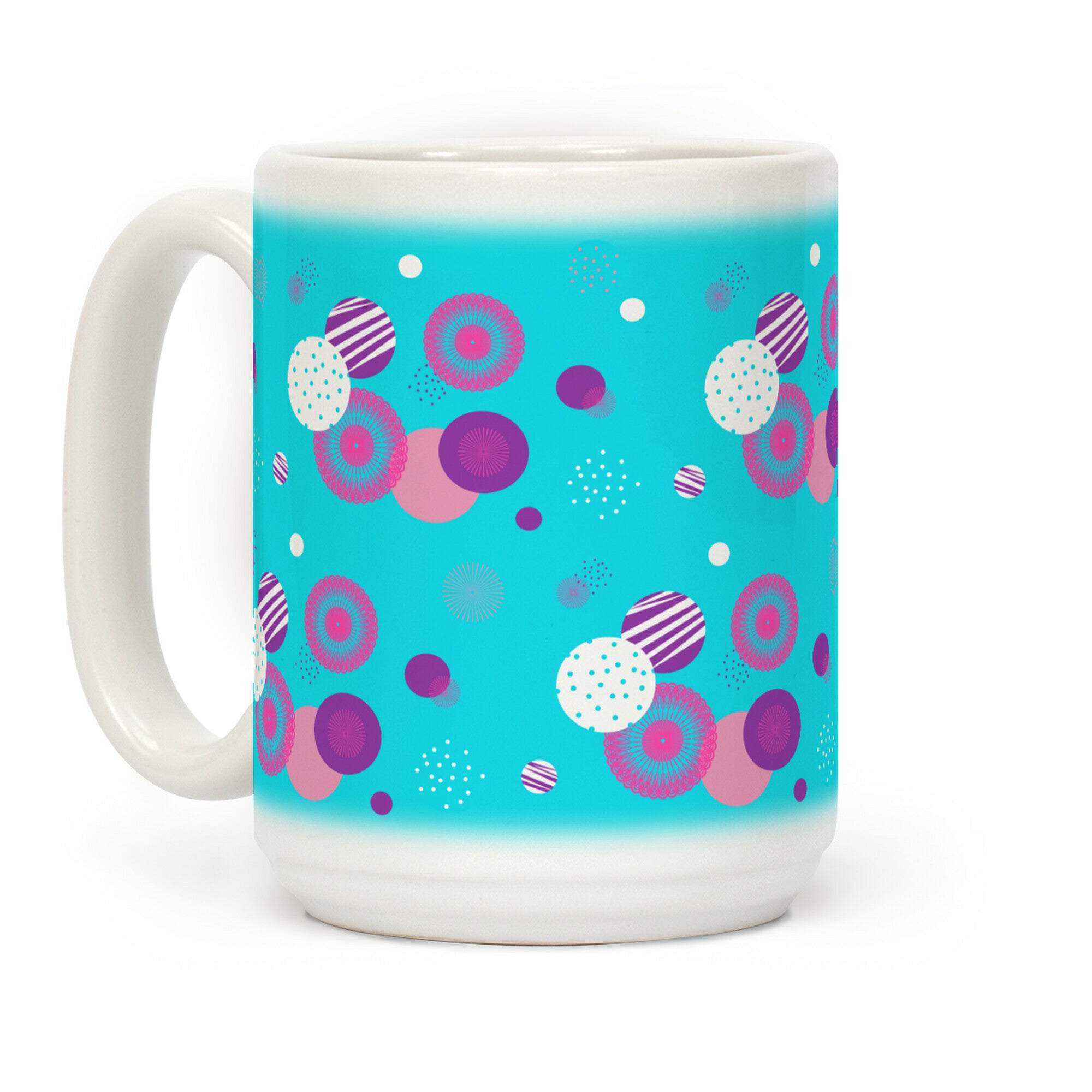 Sky Blue Radials and Circles Pattern Coffee Mug