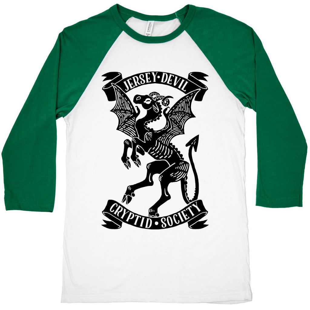 Jersey Devil Cryptid Society Baseball Tee
