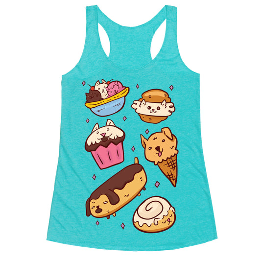 Kawaii Food Dogs Racerback Tank