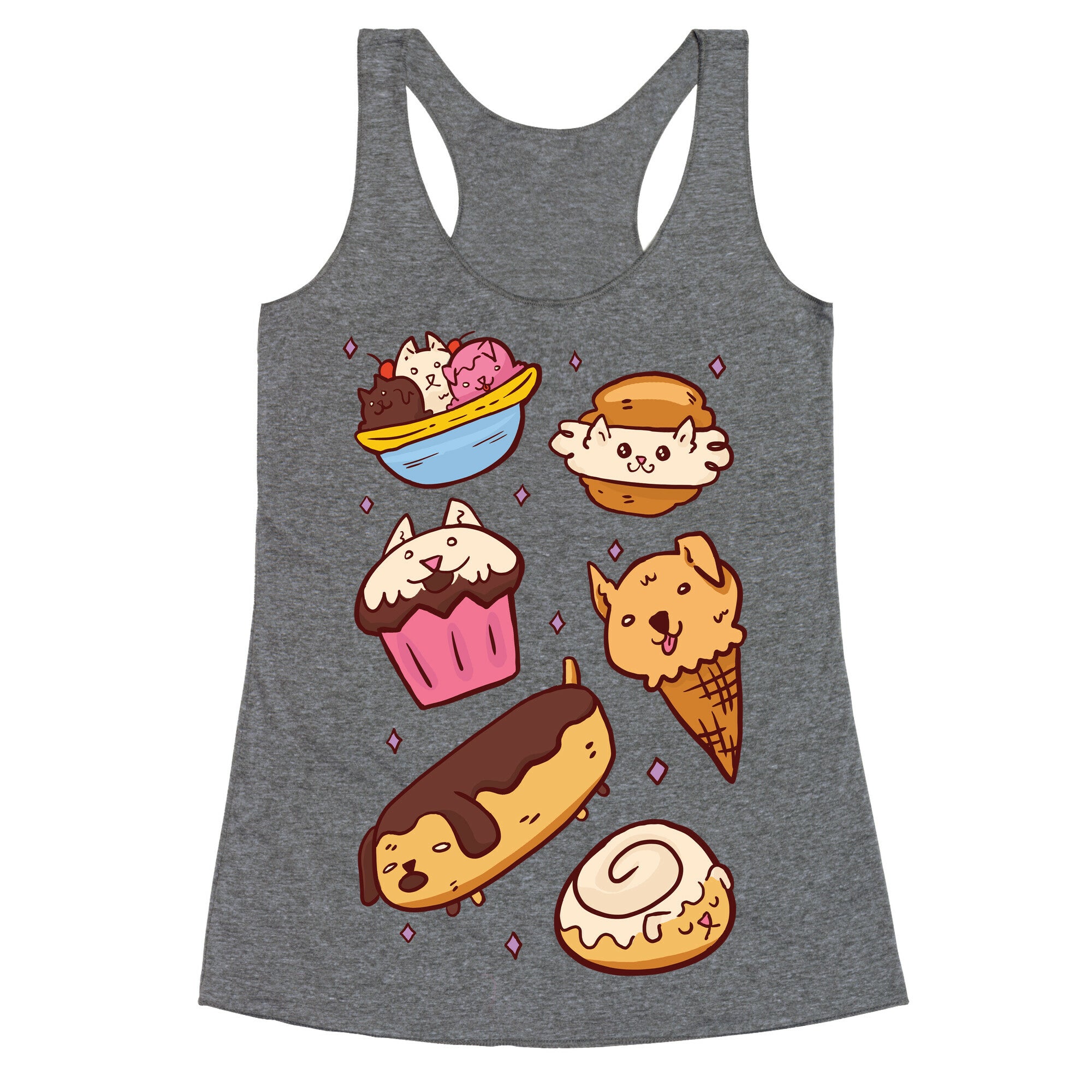 Kawaii Food Dogs Racerback Tank