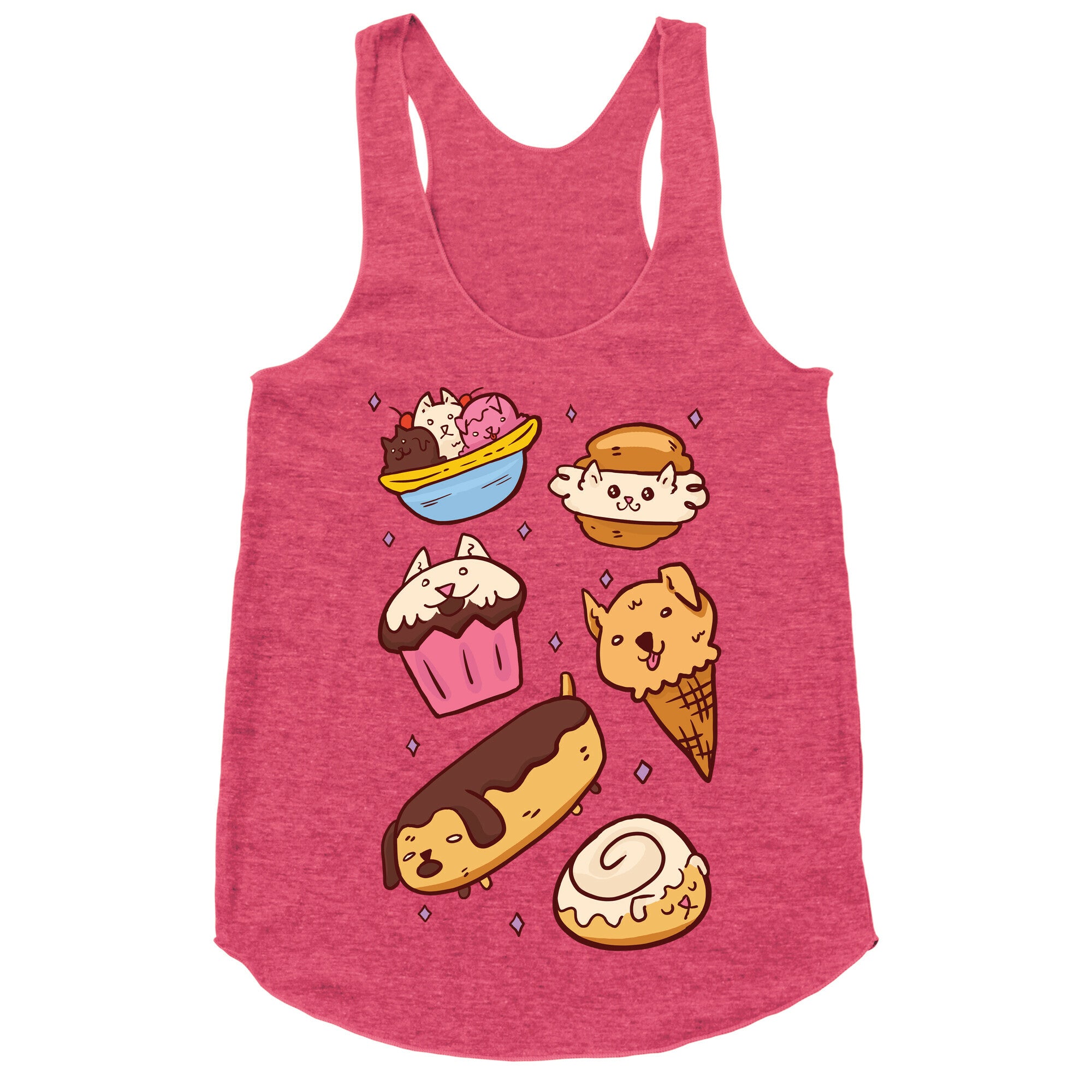 Kawaii Food Dogs Racerback Tank