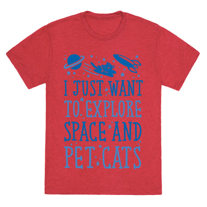 Explore Space and Pet Cats Unisex Triblend Tee
