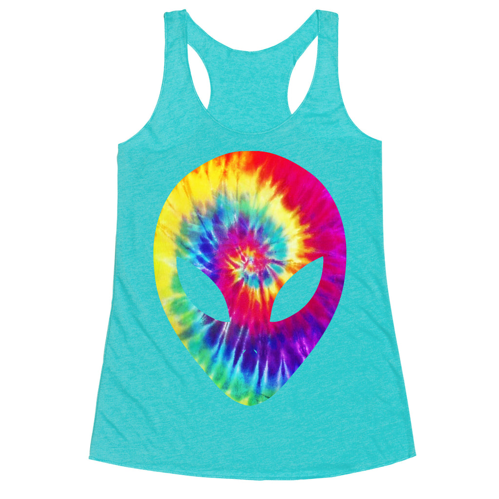 Tie Dye Alien Head Racerback Tank