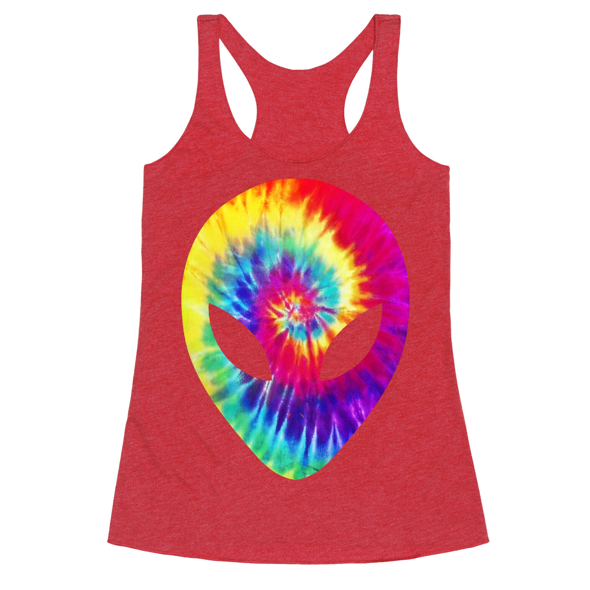 Tie Dye Alien Head Racerback Tank