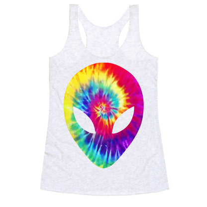 Tie Dye Alien Head Racerback Tank