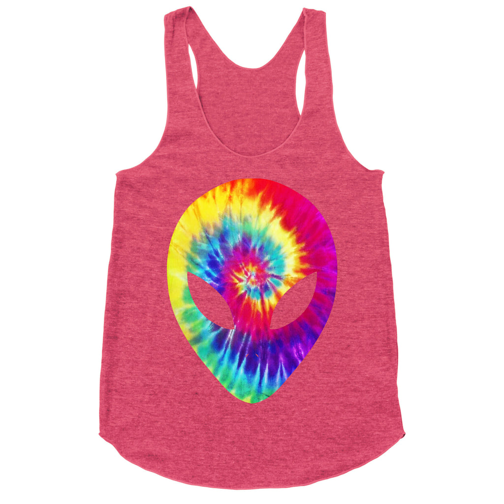 Tie Dye Alien Head Racerback Tank