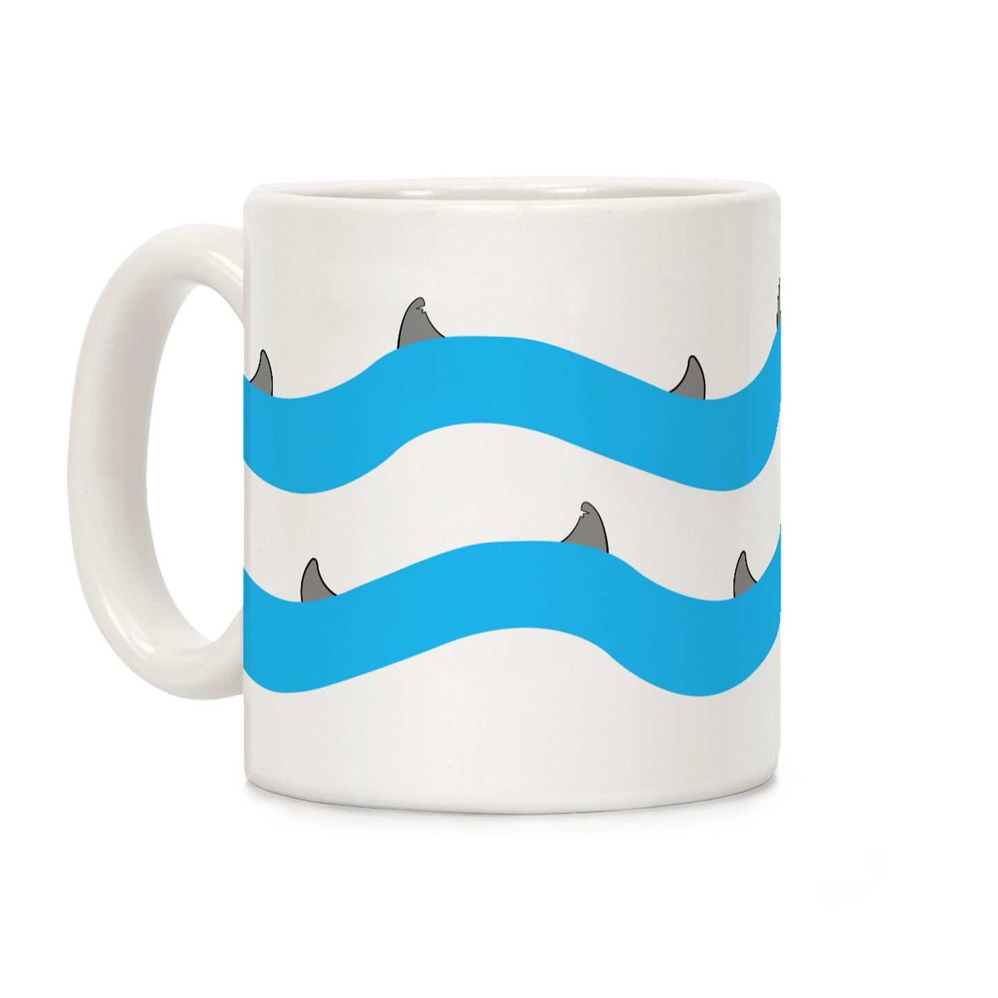 Blue Shark Fins Waves Pattern Coffee Mug