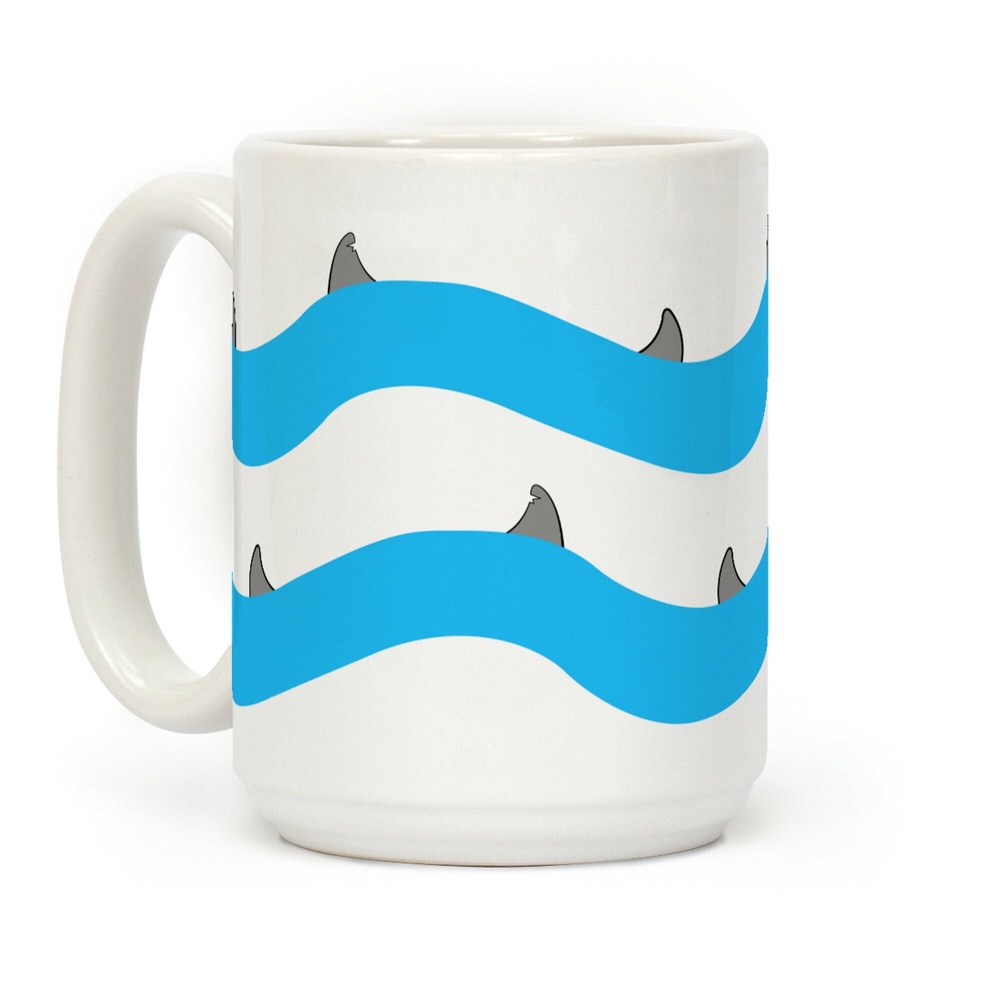 Blue Shark Fins Waves Pattern Coffee Mug