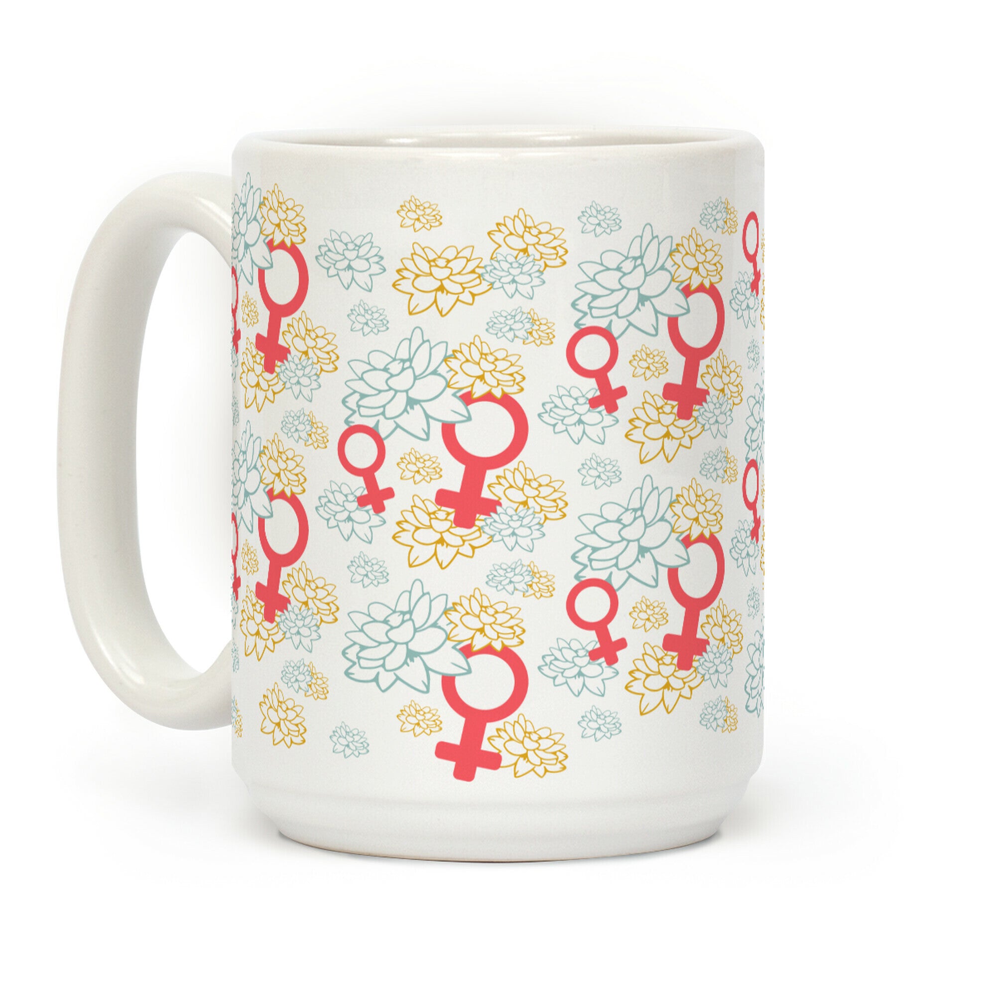 Female Symbol and Lotus Flowers Pattern Coffee Mug