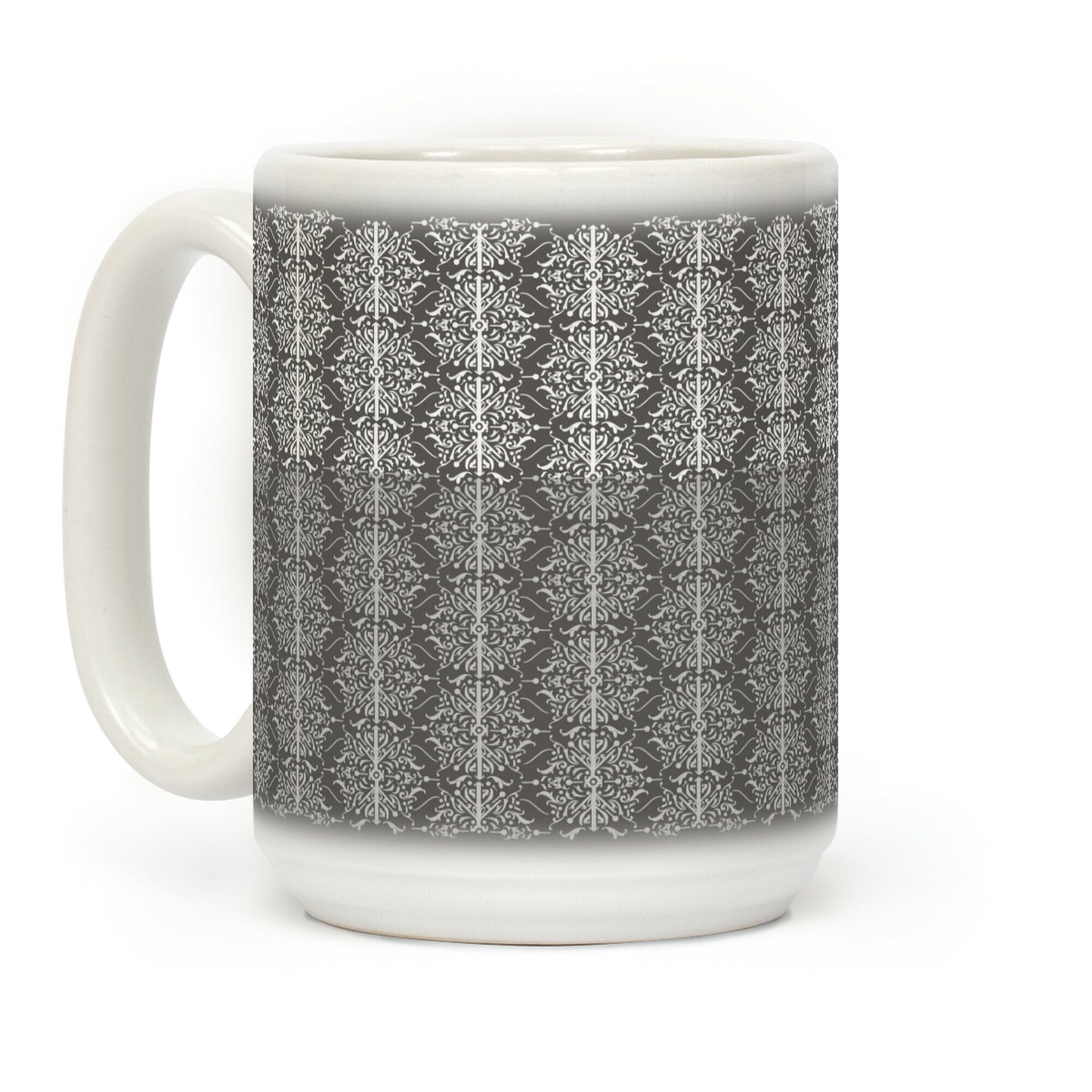 Gray and White Medieval Ombre Pattern Coffee Mug